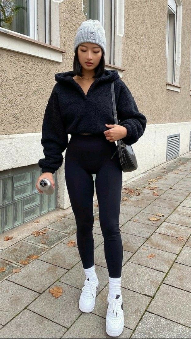 Cozy Black and White Athletic Look